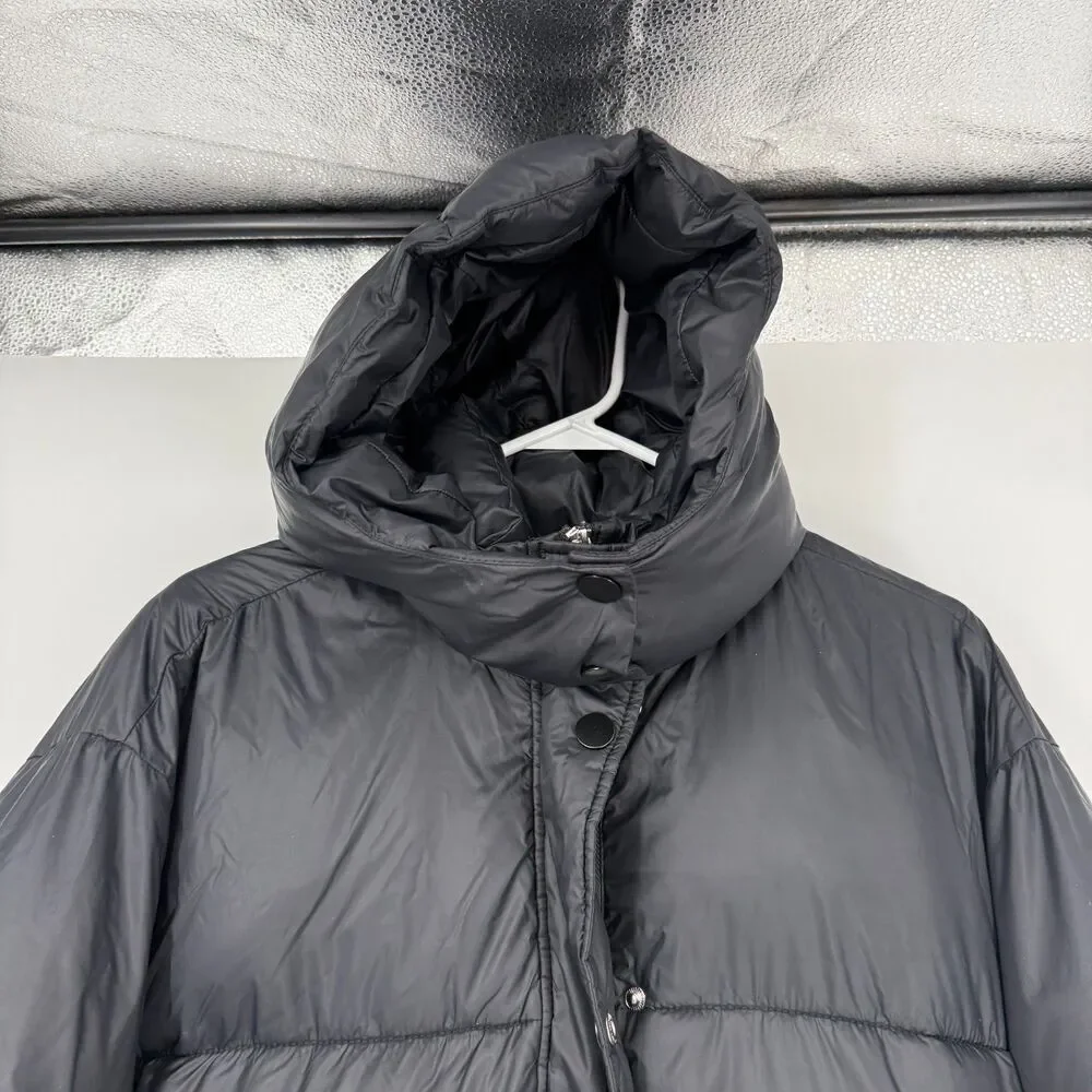 ABERCROMBIE & FITCH Air Cloud Hooded Puffer Parka Jacket Black Women Size M